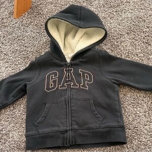 Gap toddler girl fleece zip up hoodie, black and pink, size 3T